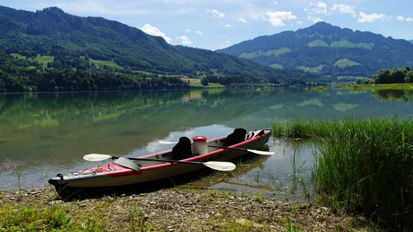 Mit dem Kayak auf dem Greyerzersee
